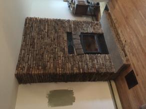 Cultured stone fireplace